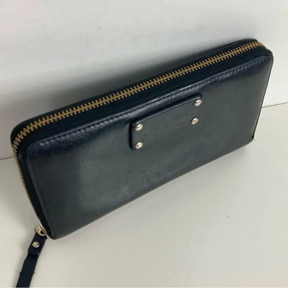 KATE SPADE Berkshire Black Leather Zip Around Wallet